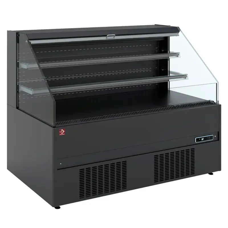 Diamond Wandkoeling | BOLOGNA LINE | Zwart | +1°C/+7°C | Statisch + Ventilator | Open | Intern Nachtgordijn | 1515x902x1150mm Hoge Kwaliteit