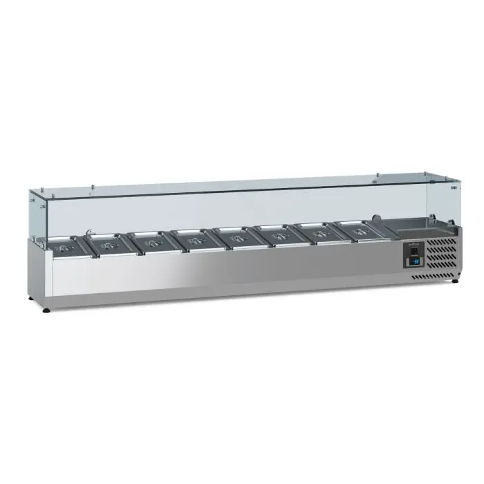 Ecofrost Opzetkoelvitrine 8x 1/4 GN | RVS | 1800mm Snelle Levering