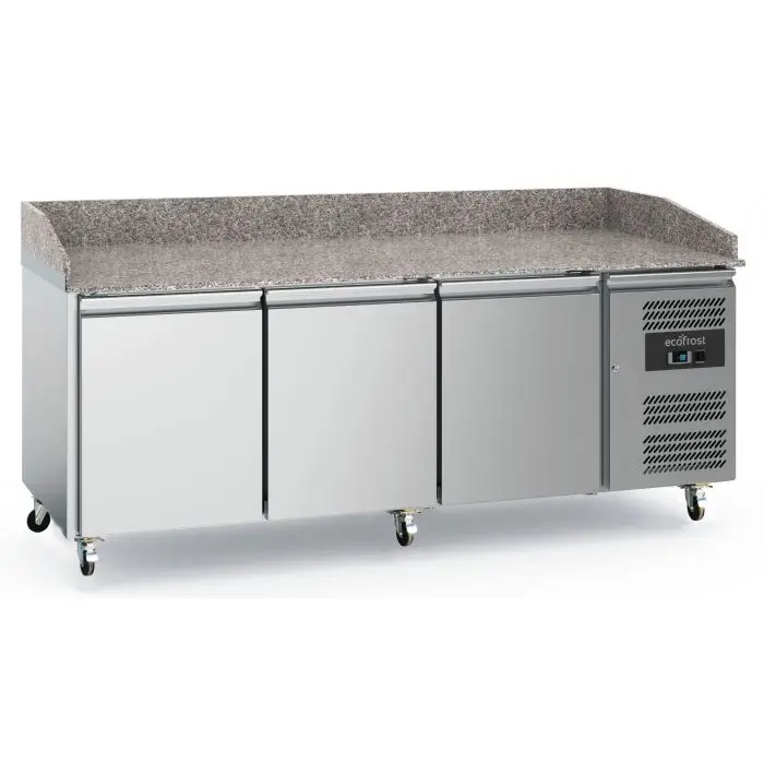 Aanbieding Ecofrost Pizzawerkbank | 580L | 3 Deuren | Geforceerd | Wielen | 2020x800x1000mm