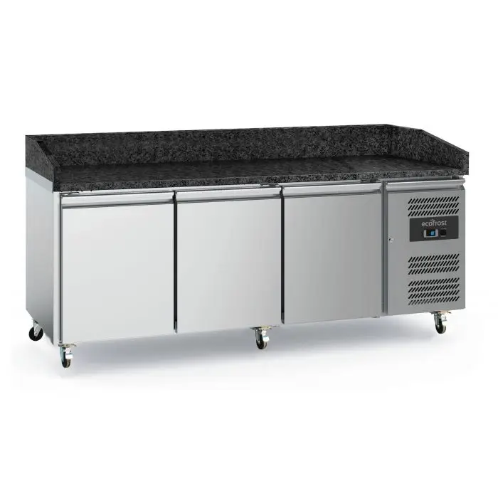 Ecofrost Pizzawerkbank 3 Deurs | 580L | Geforceerd | Wielen | 2020x800x1000mm Exclusieve Aanbieding