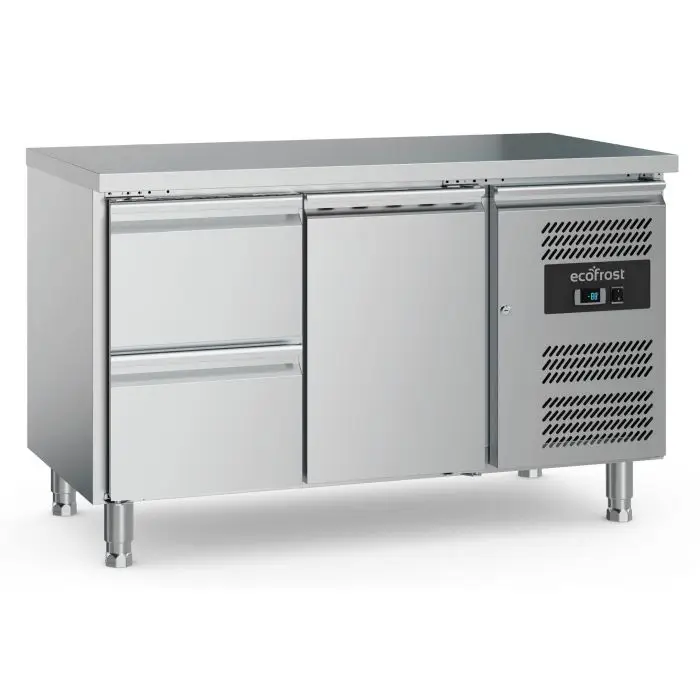 Ecofrost Koelwerkbank | 282L | 1 Deur 1/1 GN + 2 Laden | +2°C/+8°C | Geforceerd | 1360x700x850mm Gecertificeerd
