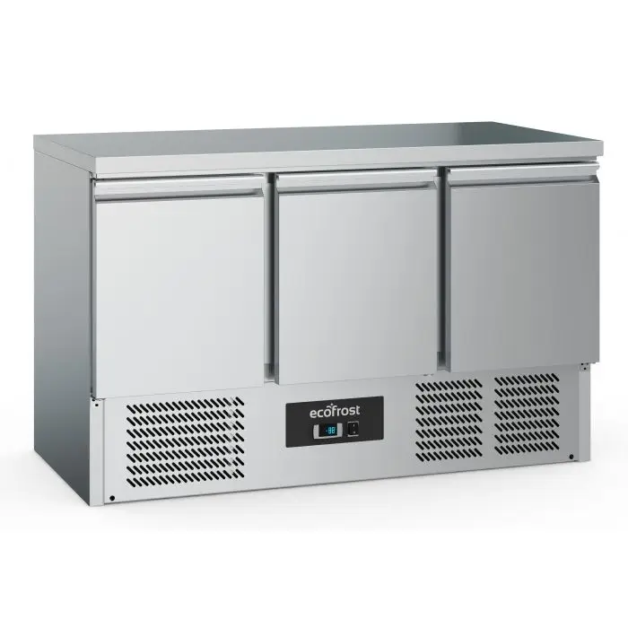 Ecofrost Koelwerkbank | 368L | 3 Deuren 1/1 GN | +2°C/+8°C | Statisch + Ventilator | 1365x700x876mm Uitverkoop