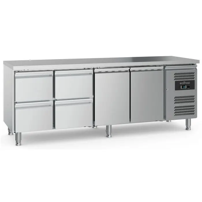 Premium Ecofrost Koelwerkbank | 553L | 2 Deuren + 4 Laden | +2°C/+8°C | Geforceerd | 2230x700x850mm