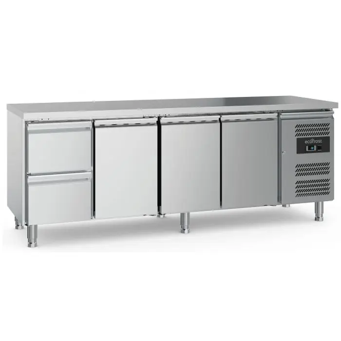 Laatste Kans Ecofrost Koelwerkbank | 553L | 3 Deuren + 2 Laden | +2°C/+8°C | Geforceerd | 2230x700x850mm