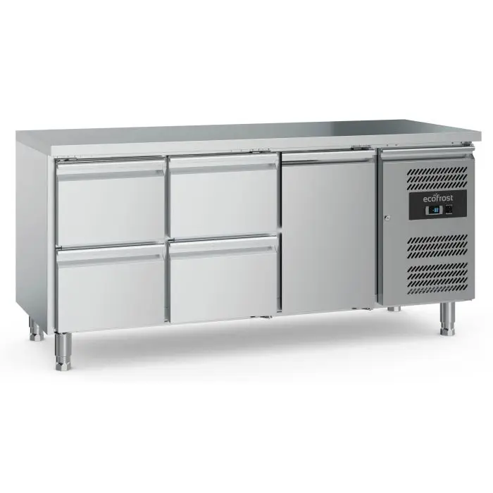 Beperkt Aanbod Ecofrost Koelwerkbank 417L | 1 Deur + 4 Laden | RVS