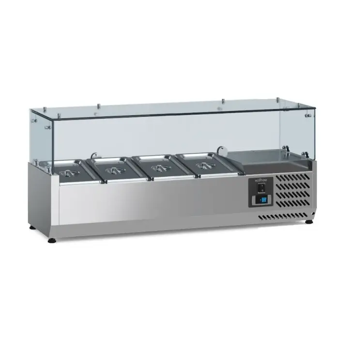 Alleen Vandaag Ecofrost Opzetkoelvitrine 4x 1/3 GN | RVS | 1200mm