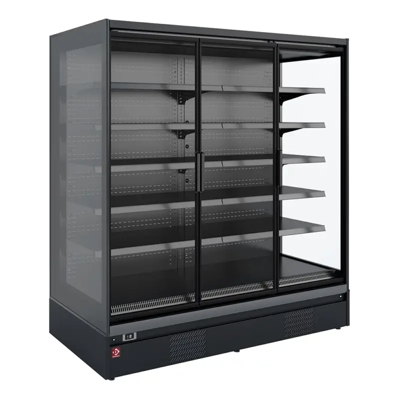 Diamond Wandkoeling | NAPOLI LINE | Zwart | -1°C/+5°C | Statisch + Ventilator | Draaideuren | 3810x875x2040mm Gereduceerde Prijs