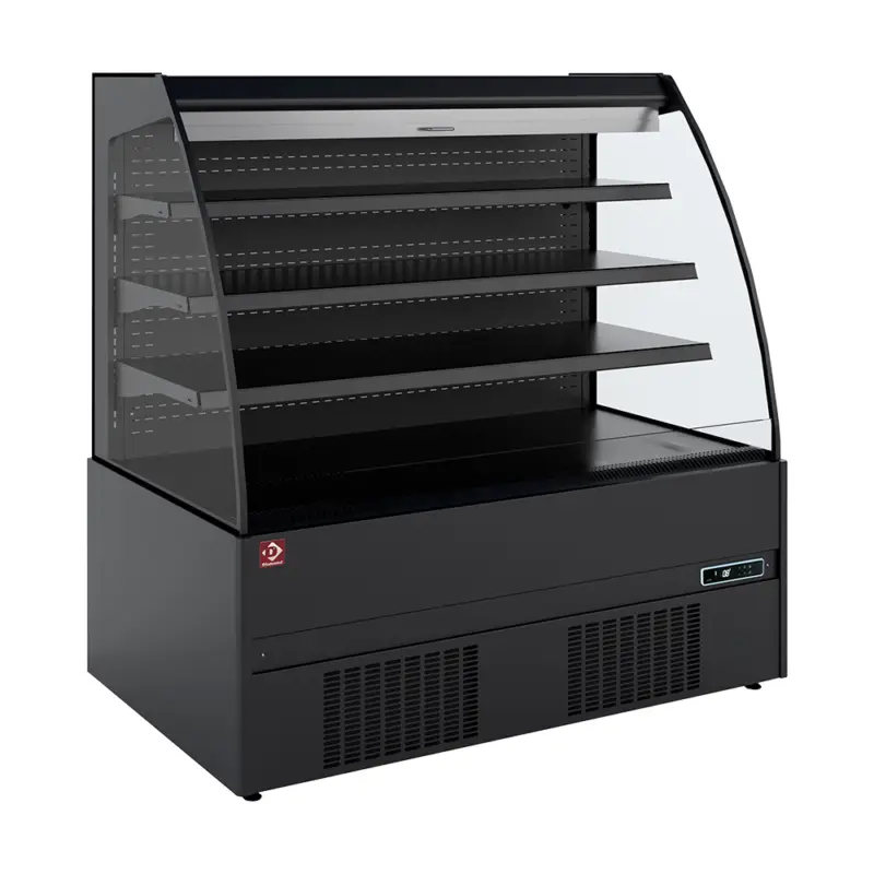 Betrouwbaar Diamond Wandkoeling | RIMINI LINE | Zwart | +1°C/+7°C | Statisch + Ventilator | Open | Intern Nachtgordijn | 1310x665x1500mm