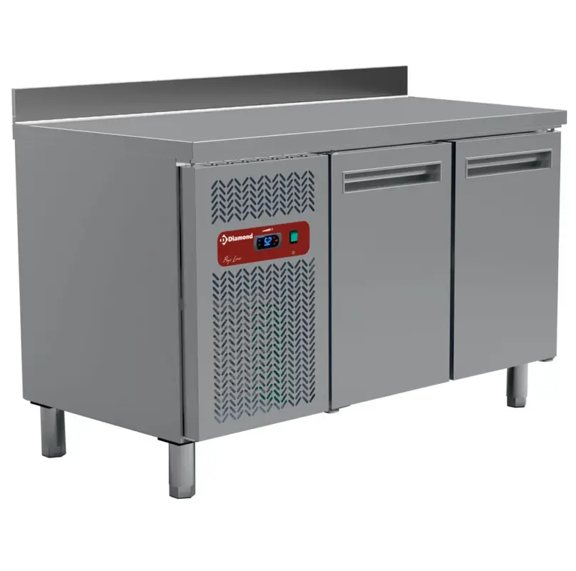 Diamond Koelwerkbank | 260L | 2 Deuren | 0°C/+8°C | Geventileerd | Achter Rand | 1350x700x880/900mm Premium