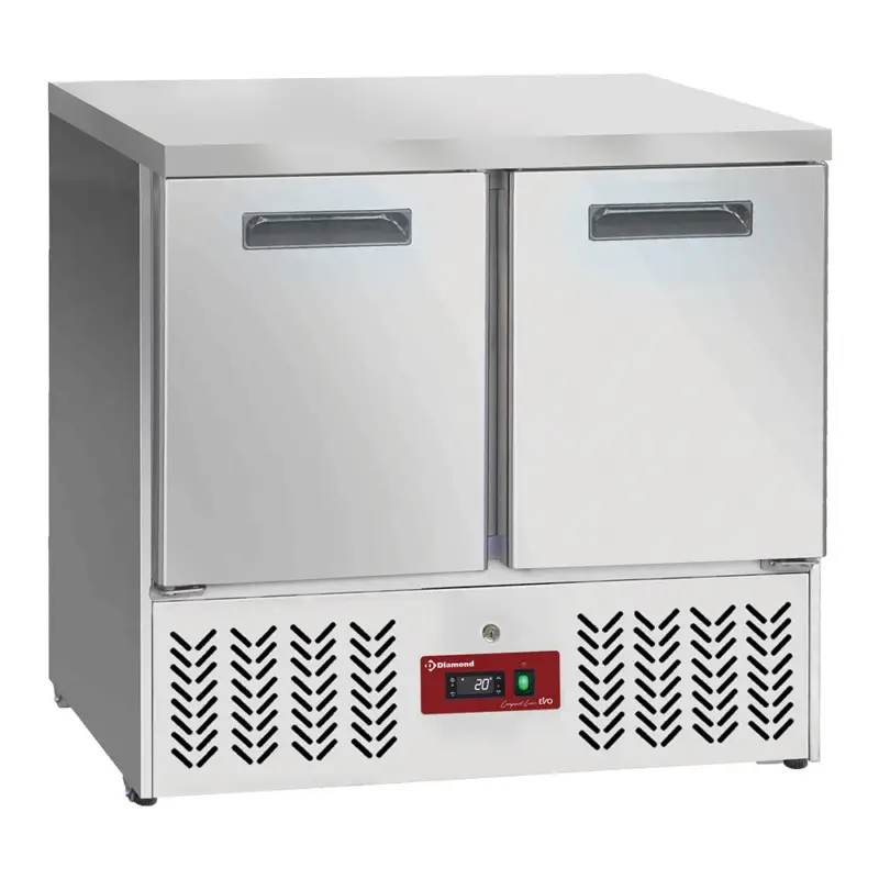 Nu Kopen Diverso by Diamond Koelwerkbank | Compact Line EVO | 159L | 2 Deuren 1/1 GN | 0°C/+8°C | Statisch + Ventilator | Werkblad Afneembaar | Wielen | 900x700x880mm