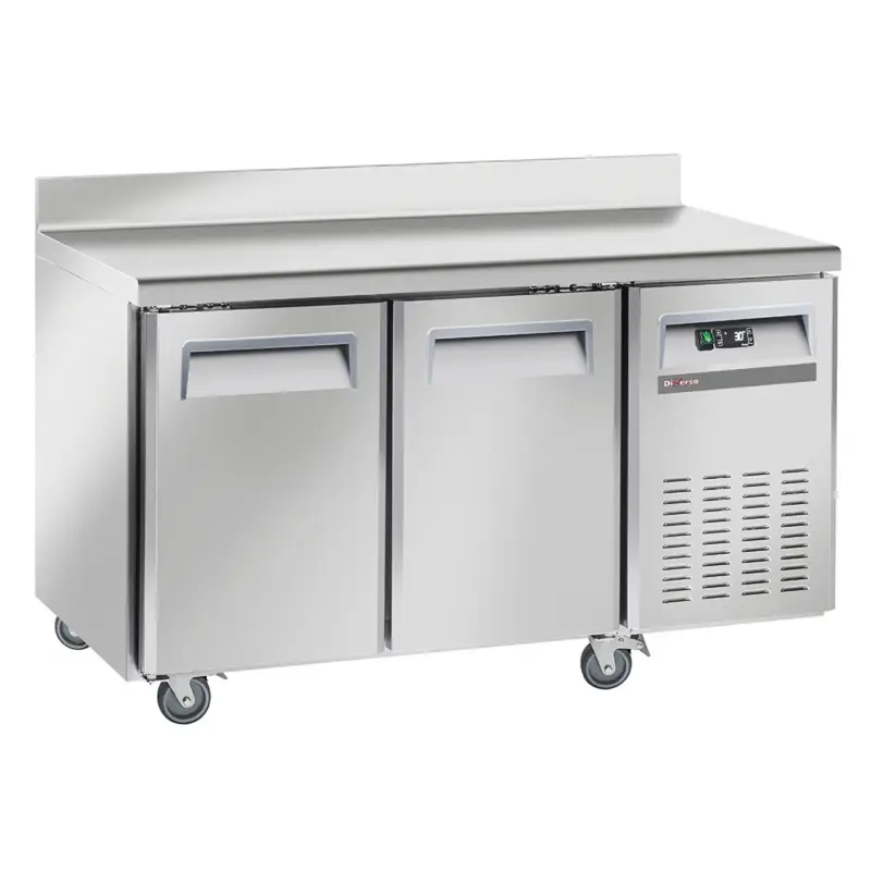 Finale Uitverkoop Diverso by Diamond Koelwerkbank | Energiezuinig | 169L | 2 Deuren 1/1 GN | –2°C/+8°C | Geforceerd | Achterrand | Wielen | 1350x700x850/950mm
