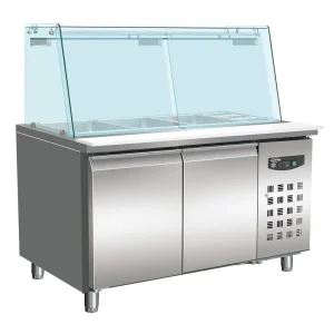 Veilige Betaling Saladette | 428L | 2 Deuren + 4x 1/1 GN | -2°c/+8°c | Glasopstand | 1510x800x860/1365