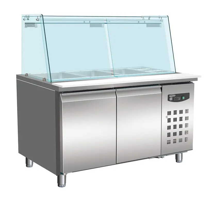 Veilige Betaling Saladette | 428L | 2 Deuren + 4x 1/1 GN | -2°c/+8°c | Glasopstand | 1510x800x860/1365