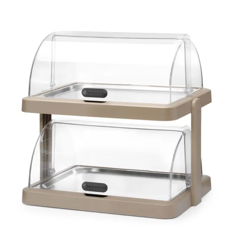 Koopje Koeldisplay met dubbele rolltop Duo, UNIQ, HENDI, designed by Robert Bronwasser, Beige, 480x355x(H)480mm