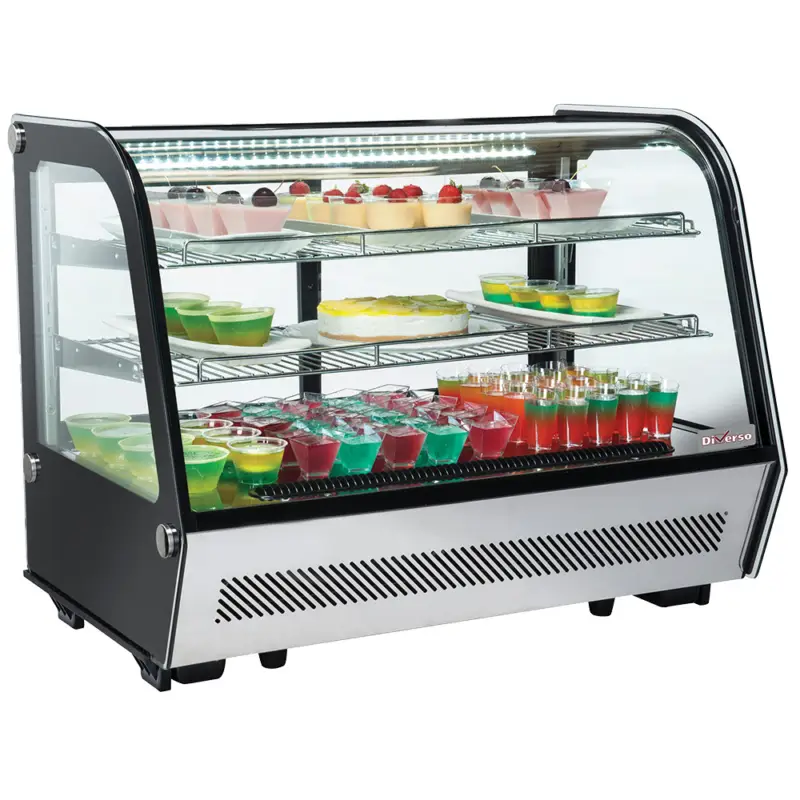 Beperkt Aanbod Koelvitrine | 160L | RVS/zwart | +1°c/+12°c | Geforceerd | 3 Niveaus