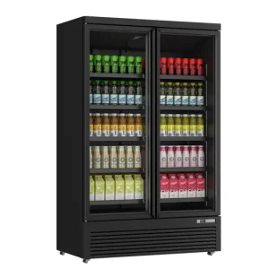 Lage Prijs Unnicool Drankenkoeling | 1081L | Zwart | 0°C/+10°C | Statisch + Ventilator | Draaideuren | Wielen | 1253x710x2003mm