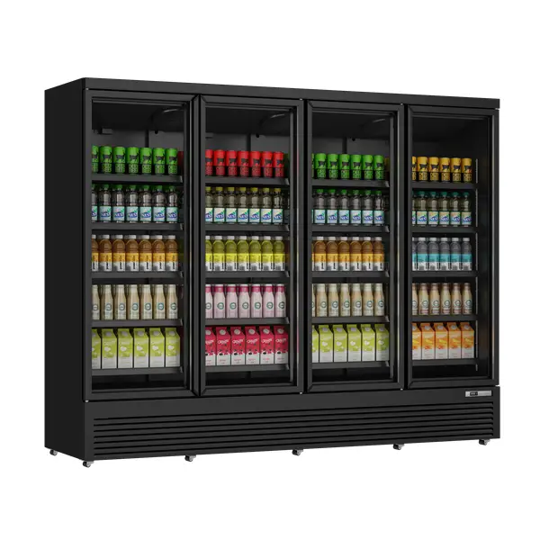Hoge Kwaliteit Unnicool Drankenkoeling | 2025L | Zwart | 0°C/+10°C | Geforceerd | Draaideuren | Wielen | 2508x710x1997mm
