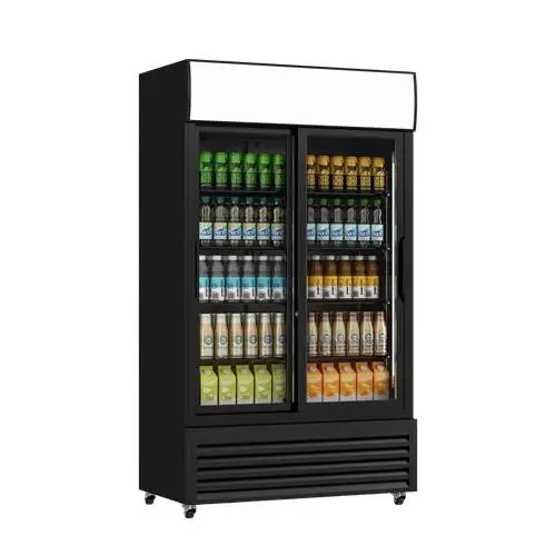 Unnicool Koelkast | 760L | Zwart | +2°C/+10°C | Geforceerd | Schuifdeuren | Wielen | 1120x610x1973mm Flitsaanbieding