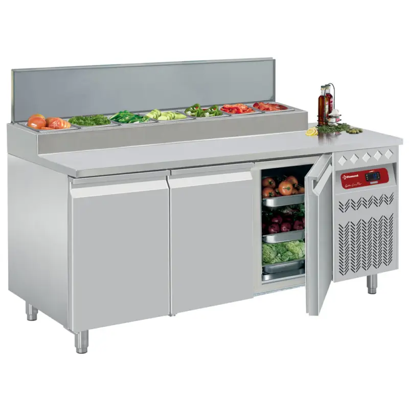 Lage Kosten Diamond Koeltoonbank met Geventileerde Koelstructuur | 7x 1/6 GN | -2°C/+8°C & +4°C/+10°C | 1795x700x866/960-1210mm