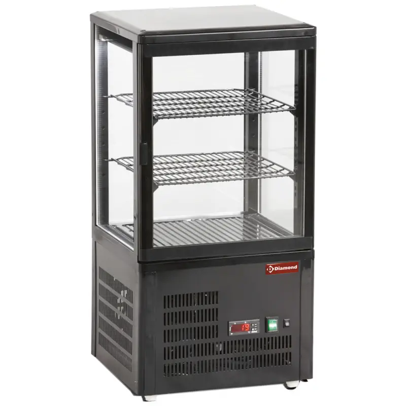 Diamond Koelvitrine | 60L | Zwart | +4°c/+12°c | 3 Schappen | 428x386x855mm Hoge Kwaliteit