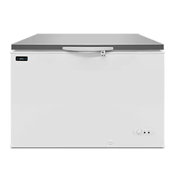 Koopje Unnicool Vrieskist | Wit/RVS | 358L | -18°C/-25°C | Statisch | Kanteldeksel | 1035x720x830mm