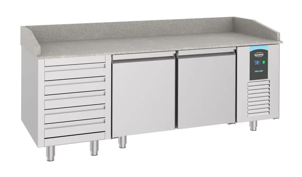 Exclusieve Aanbieding Pizzawerkbank | 615L | 2 Deuren + 5 Deegladen (en600x400) | -2°c/+8°c | Geforceerd | 2100x800x1080mm