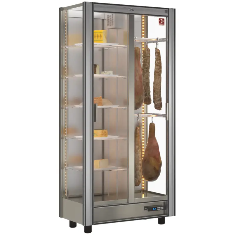 Beperkte Voorraad Diamond Koelvitrine Vlees/Zuivel | 530L | Aluminium | +4°C/+12°C | 6 Niveaus + Hangsysteem | 860x530x1851mm