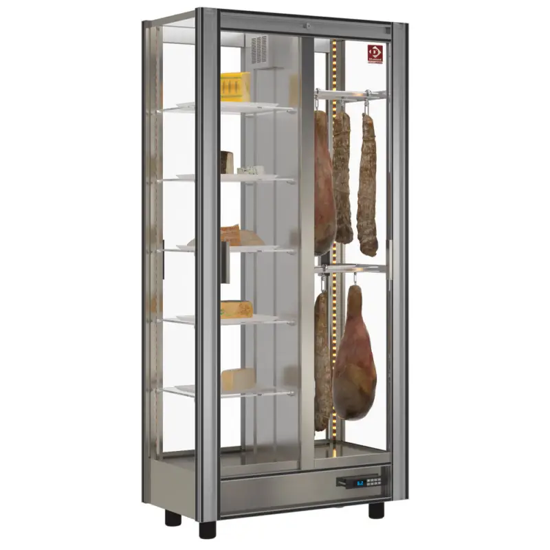 Premium Diamond Koelvitrine Vlees/Zuivel | Doorgeefsysteem | 530L | Aluminium | +4°C/+12°C | 6 Niveaus + Hangsysteem | 860x530x1851mm