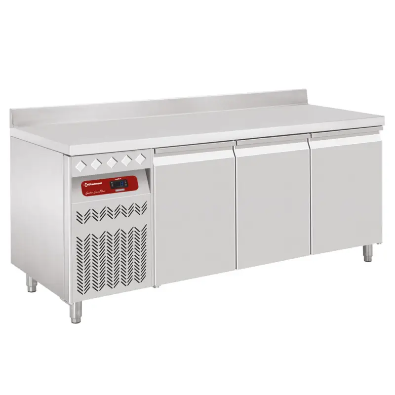 Hoge Kwaliteit Diamond Koelwerkbank | 405L | 3 Deuren | -2°C/+8°C | Statisch/Geventileerd | Achterrand | 1795x700x866/960mm