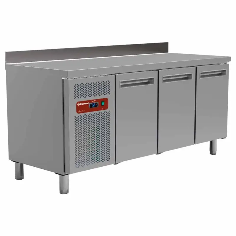 Finale Uitverkoop Diamond Koelwerkbank | 405L | 3 Deuren | 0°C/+8°C | Geventileerd | Achter Rand | 1800x700x880/1000mm