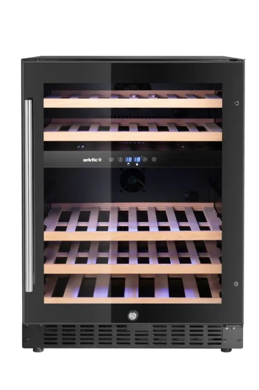Weekendaanbieding Wijnkoeler, 2 zones, 46 flessen, Arktic, Zwart, 570x595x(H)820mm