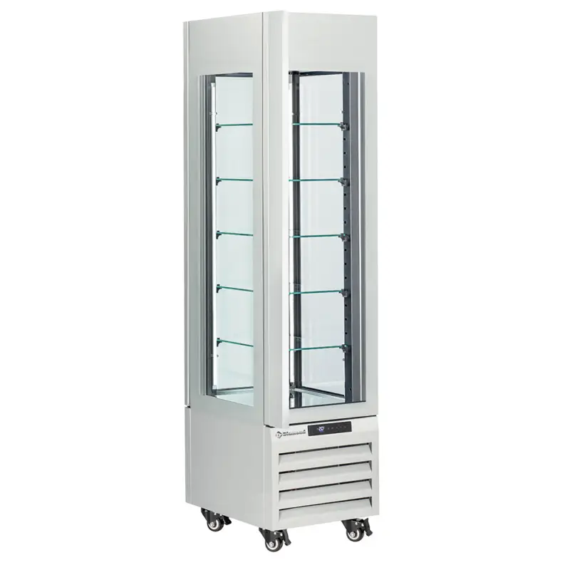 Finale Uitverkoop Diamond Gebaksvitrine | 260L | Wit | Geforceerd | 6 Niveaus | Wielen | 450x650x1900mm