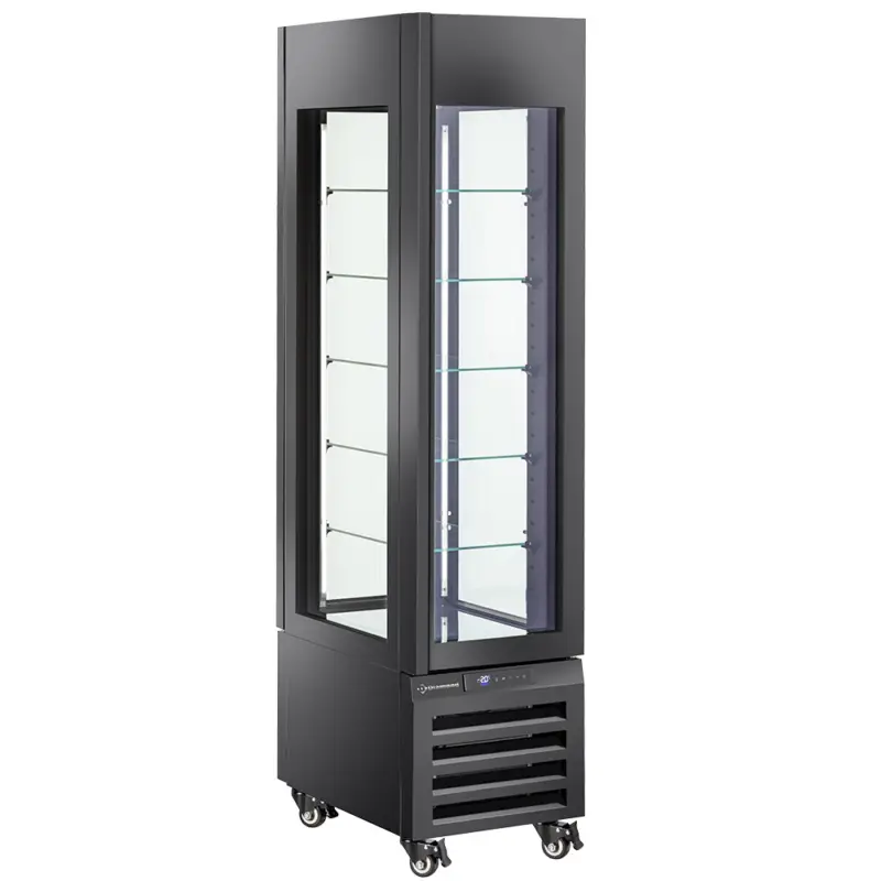 Diamond Gebaksvitrine | 260L | Zwart | Geforceerd | 6 Niveaus | Wielen | 450x650x1900mm Hete Deal