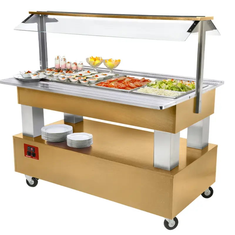 Populair Diamond Gekoeld Buffet | Hout/RVS | 4x 1/1 GN | +2°c/+10°c | Statisch | 1440x950x1370mm