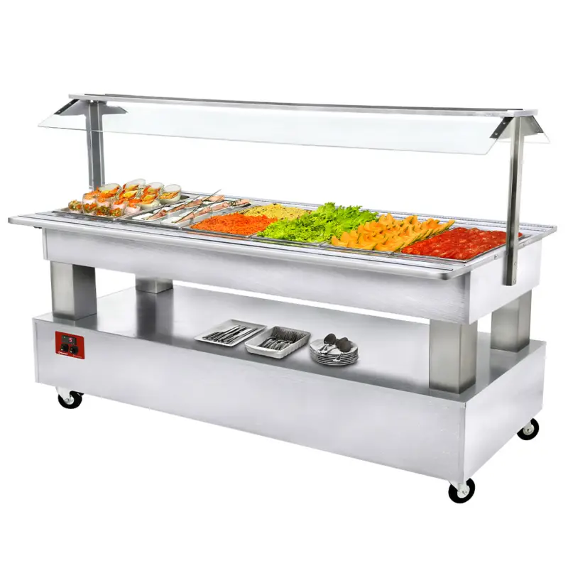 Betaalbaar Diamond Gekoeld Buffet | Hout/RVS | 6x 1/1 GN | +2°c/+10°c | Statisch | 2070x950x1370mm