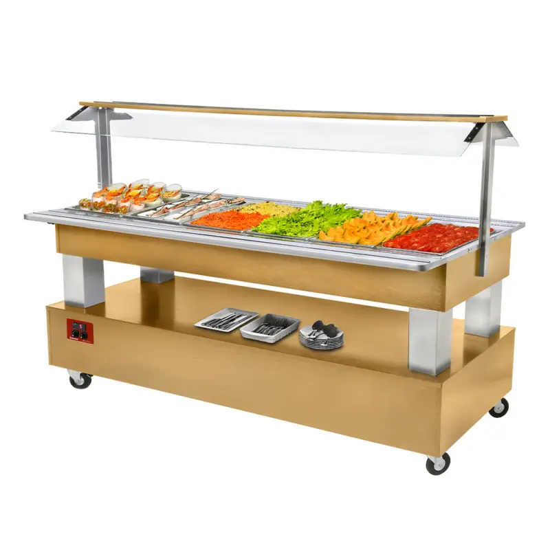 Dagaanbieding Diamond Gekoeld Buffet | Hout/RVS | 6x 1/1 GN | +2°c/+10°c | Statisch | 2070x950x1370mm