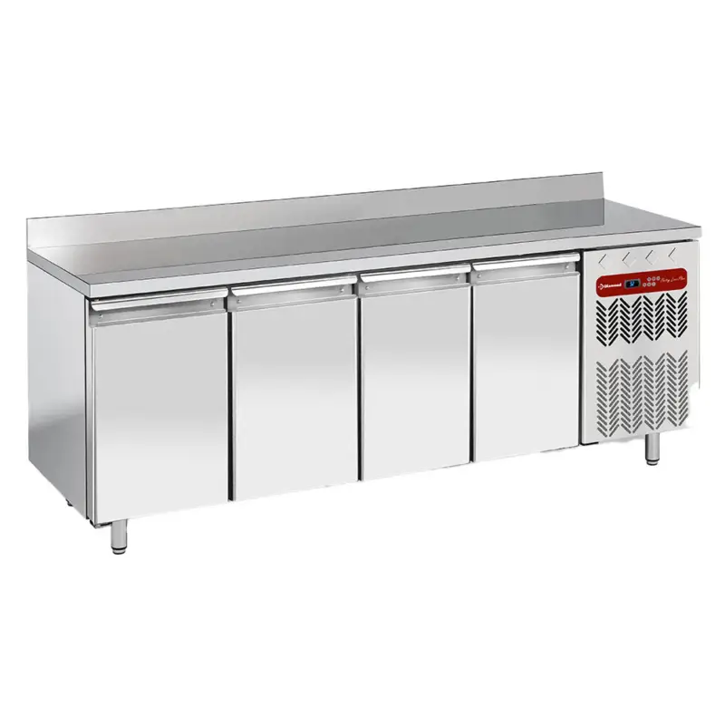 Gecertificeerd Diamond Bakkerij Koelwerkbank | Energiezuinig | 760L | 4 Deuren EN600x400 | -2°C/+8°C | Geforceerd | 0.36kW | Achter Rand | 2550x800x880/1000mm