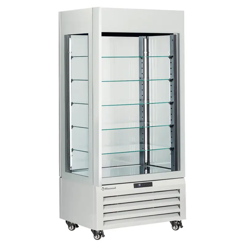 Diamond Chocoladevitrine | 600L | Wit | Geforceerd | 6 Niveaus | Wielen | 900x650x1900mm Aanbieding