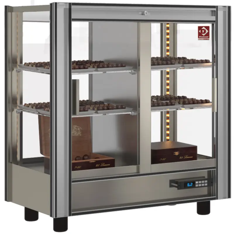 Diamond Chocoladevitrine | Doorgeefsysteem | 216L | Aluminium | +14°c/+16°c | 3 Niveaus Veilige Betaling