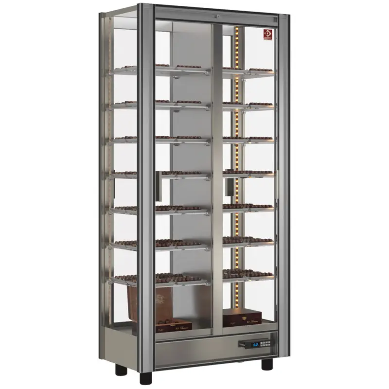 Lage Prijs Diamond Chocoladevitrine | Doorgeefsysteem | 530L | Aluminium | +14°c/+16°c | 8 Niveaus | 860x530x1851mm