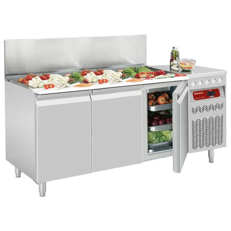 Gratis Retour Diamond Horeca Koelwerkbank | 3 Deuren | Geventileerd | 450L | 1/1 GN | 1795x700x866/960+275mm