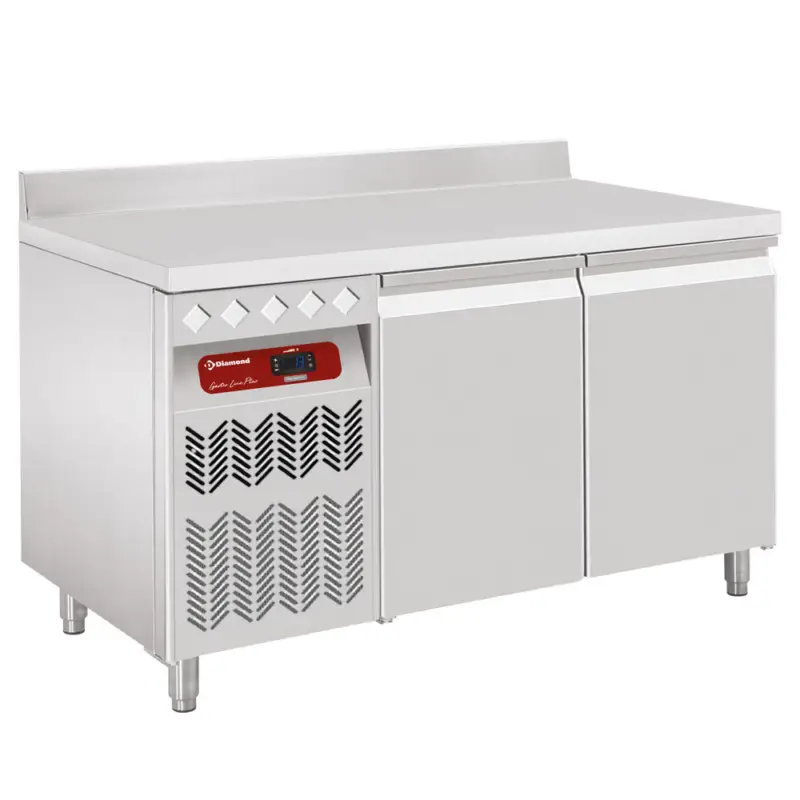 Diamond Koelwerkbank | GASTRO LINE | Energiezuinig | 260L | 2 Deuren 1/1 GN | -2°C/+8°C | Geforceerd | Achter Rand | 1355x700x880/985mm Seizoensaanbieding