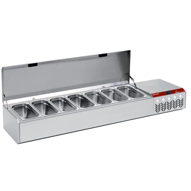 Koop Vandaag Diamond Opzetkoelvitrine Met Deksel | 7x 1/3 GN | 1795x384x387/401mm