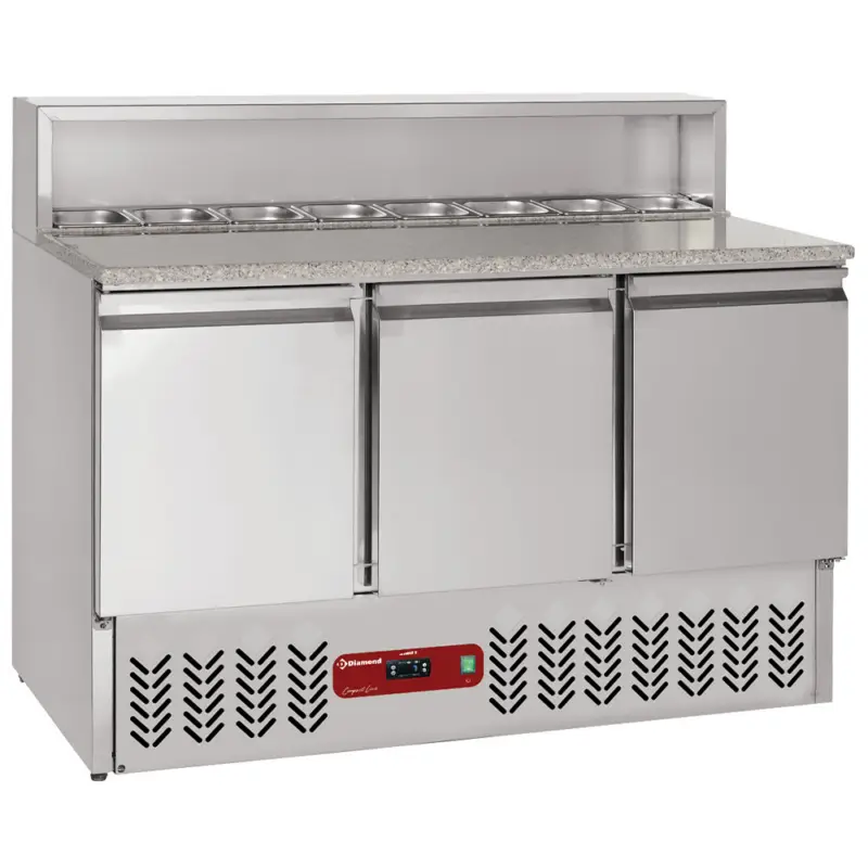 Diamond Pizzawerkbank | 380L | 3 Deuren (1/1 GN) | Boven 8x 1/6 GN | +2°c/+8°c | 1365x700x850/1100mm Rechtstreeks Van De Fabrikant