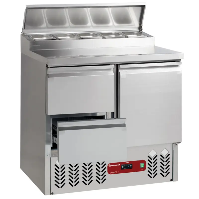Diamond Saladette Met Ladenset | 5x GN 1/6 En 2 Deuren GN 1/1 | 900x700x870mm Shop Nu
