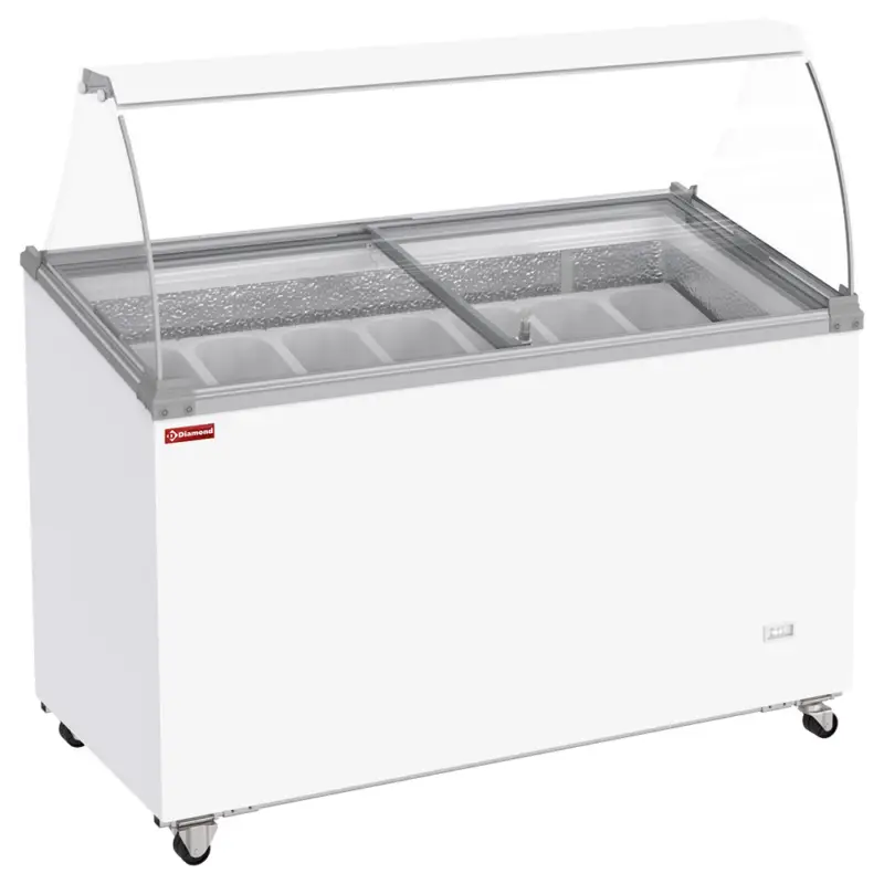 Op = Op Diamond Schepijsvitrine | 381L | 7x 5L | -15°C/-23°C | Statisch | Gekoelde Reserve | Wielen | 1305x635x1255mm