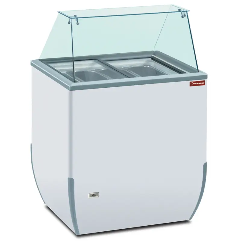 Gereduceerde Prijs Diamond Schepijsvitrine | BRIO ICE | 170L | 4x 5L | -25°/-18°C | Statisch | Wielen | 780x640x1185mm Showroom Actie!