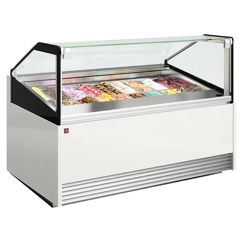 Lage Prijs Diamond Schepijsvitrine | OTTAWA | 18x 5L | -15°C/-18°C | Geforceerd | Kantelruit | 1605x1240x1200mm