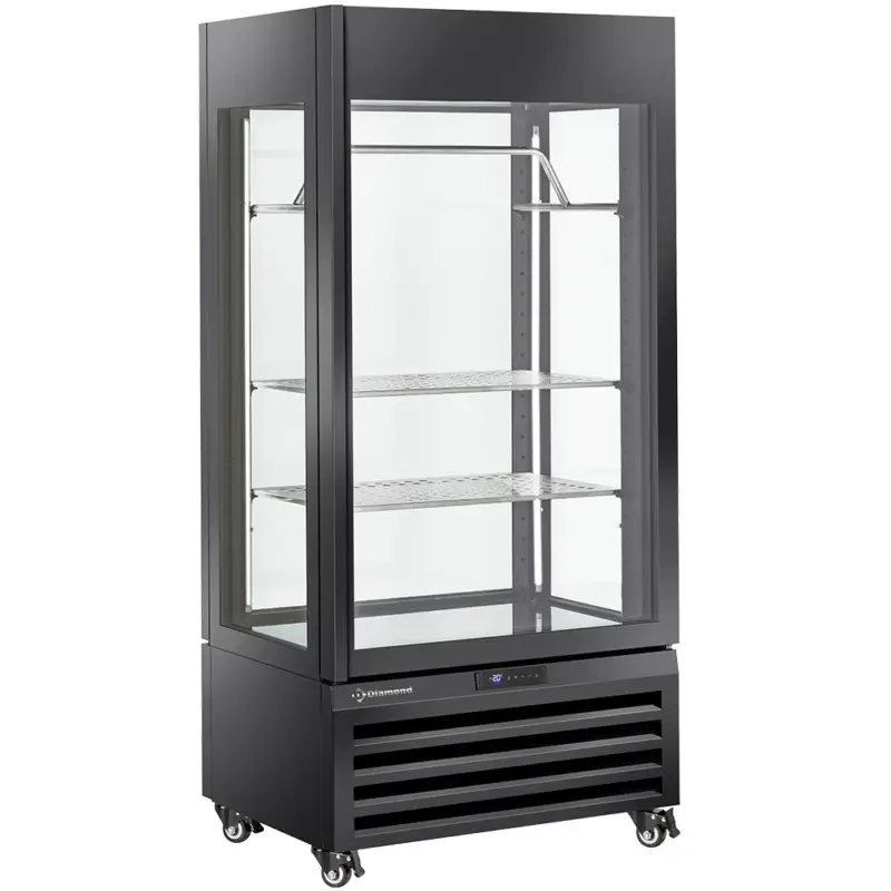 Diamond Vleesvitrine | 600L | Zwart | -2°C/+10°C | Geforceerd | 4 Niveaus | Wielen | 900x650x1900mm Flitsaanbieding