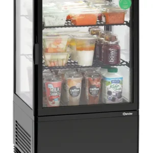 Bartscher Mini-koelvitrine 58L-SW | Zwart | 2 roosters | LED-verlichting | 435x385x805mm Koopje